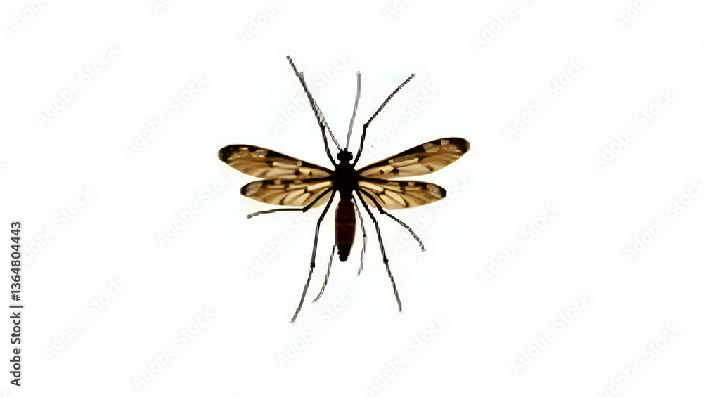 Flat Mosquito isolated on white background highlighting insect detail and biological study for educational and scientific purposes concept as Close up of mosquito isolated on white background highligh Flat Mosquito isolated on white background highlighting insect detail and biological study for educational and scientific purposes concept as Close up of mosquito isolated on white background highligh