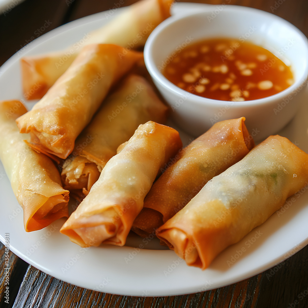 Crispy Vietnamese spring roll with peanut dip Crispy Vietnamese spring roll with peanut dip