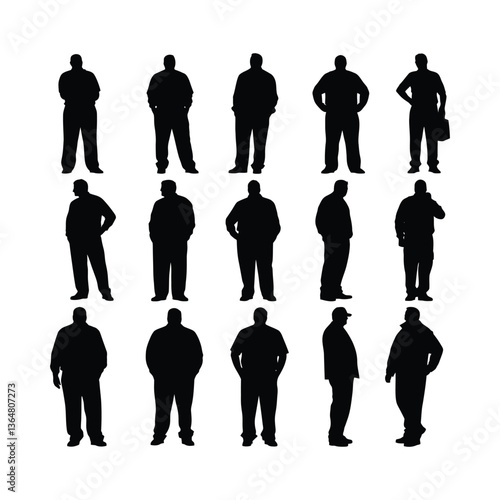 Middle age men obese black color on isolated white background