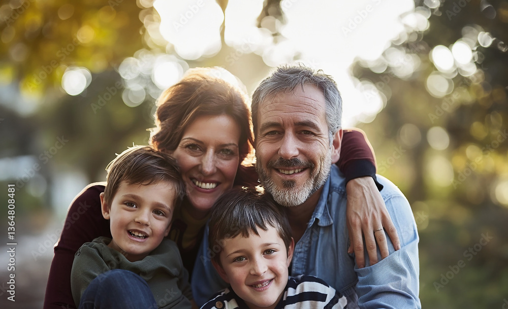 Fototapeta premium a family photo in the summertime, a family memory