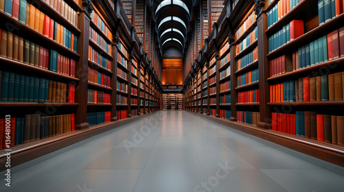 Wallpaper Mural Ancient Library with Towering Bookshelves Torontodigital.ca