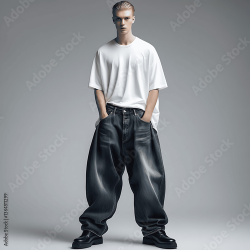AI Generated stylish male outfit mockup.