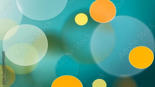 Abstract Teal Background With Orange And Yellow Circles