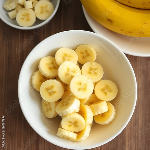 Sliced Bananas: Yellow Fruit, Sweet Snack