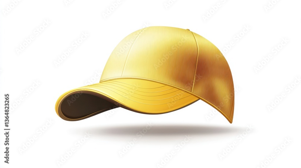 Fototapeta premium A vibrant yellow cap rests in a balanced position, highlighting its sleek contours and texture, ideal for outdoor activities or casual wear in sunny weather