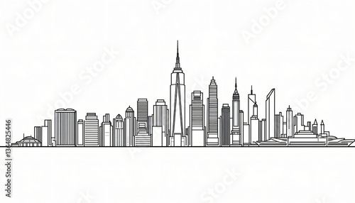 Wallpaper Mural City graphic black white cityscape skyline sketch illustration vector Torontodigital.ca