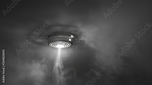 Smoke detector and fire alarm in action background with copy space smoke detector of fire alarm in action white background, Generative AI