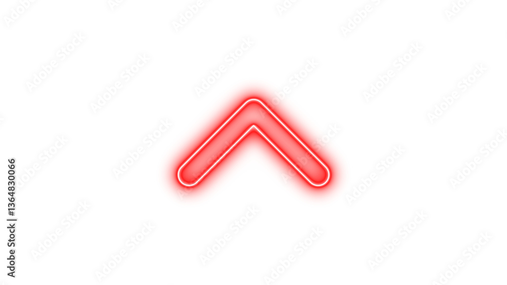 Neon chevron up icon red color glow with transparent background Neon chevron up icon red color glow with transparent background