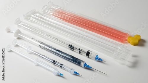 Medical syringes and tubes on white background: sizes and capacities explored