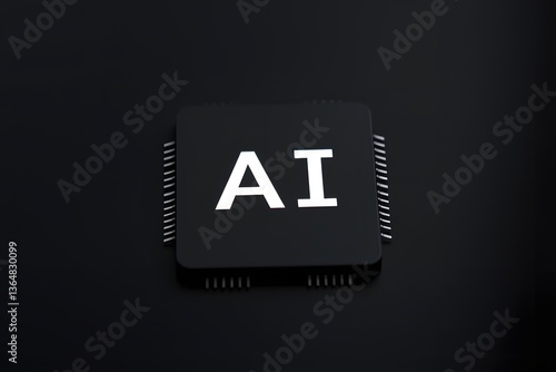 Black microchip with 'AI' lettering on a dark background, symbolizing technology and innovation