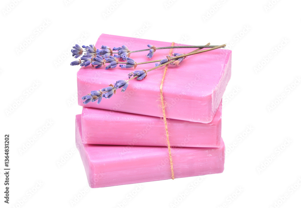 Soap with lavender isolated