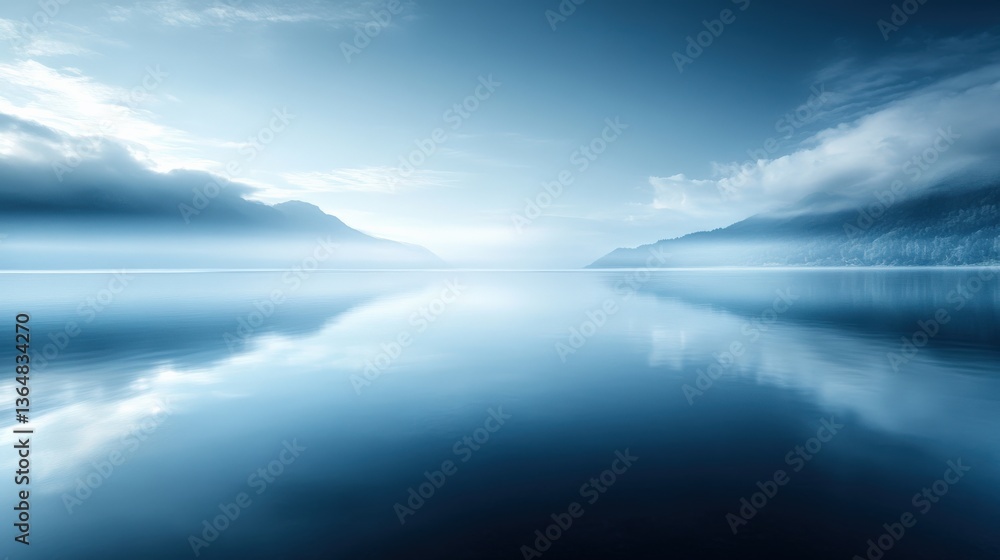 Obraz premium Serene Misty Mountain Lake Sunrise