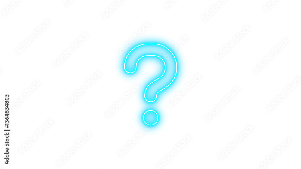 Neon question icon cyan color glow with transparent background Neon question icon cyan color glow with transparent background