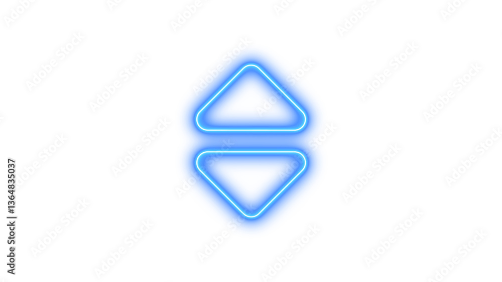 Fototapeta premium Neon sort icon blue color glow with transparent background