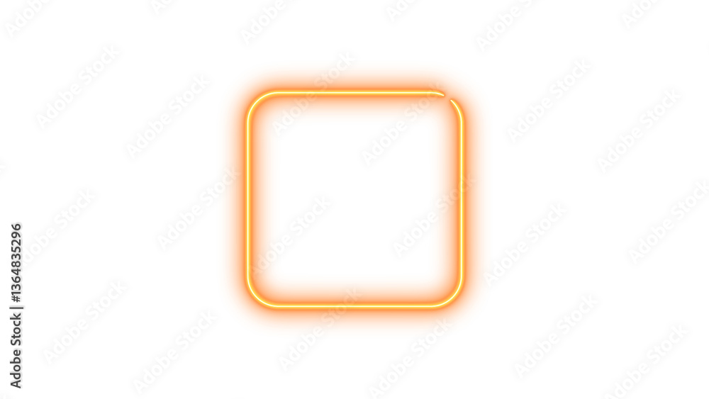 Neon square icon brown color glow with transparent background Neon square icon brown color glow with transparent background
