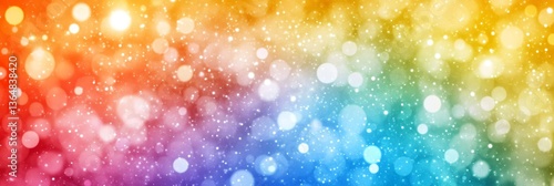 Vibrant Rainbow Bokeh Background With Soft Lights And Blurred Sparkles, Gradient Texture
