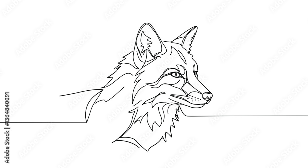 Obraz premium Line art illustration of a fox in a minimalist style 