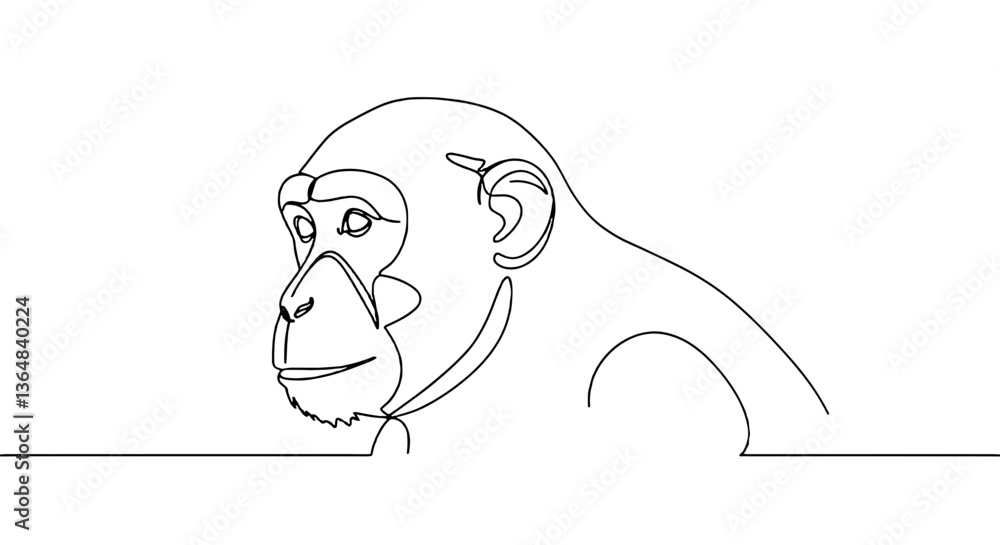 Line Art of a Monkey Profile Line Art of a Monkey Profile
