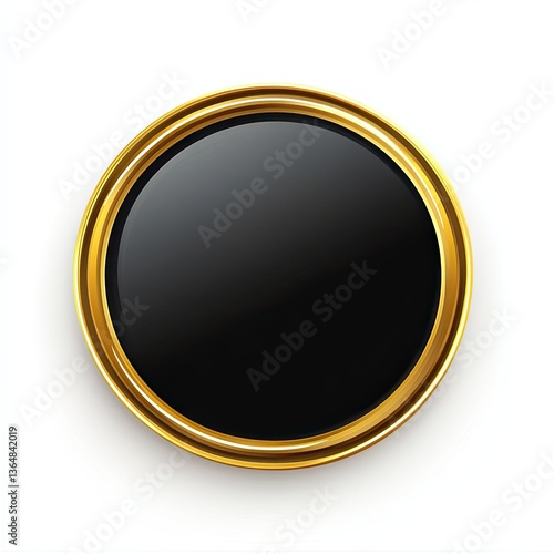 Glossy black circle with gold frame