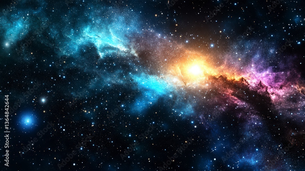 Fototapeta premium Cosmic Nebula Swirling Colors in Deep Space