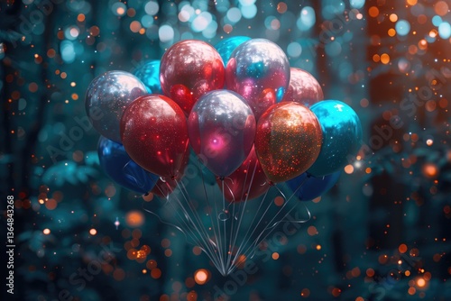 Wallpaper Mural A Festive Bunch Of Colorful Balloons Floating In Nature Torontodigital.ca