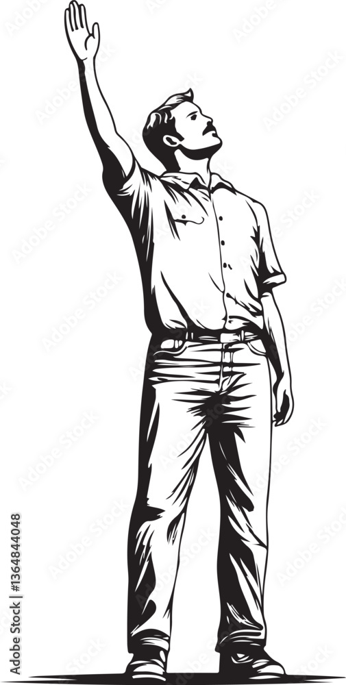 Fototapeta premium man waving one hand