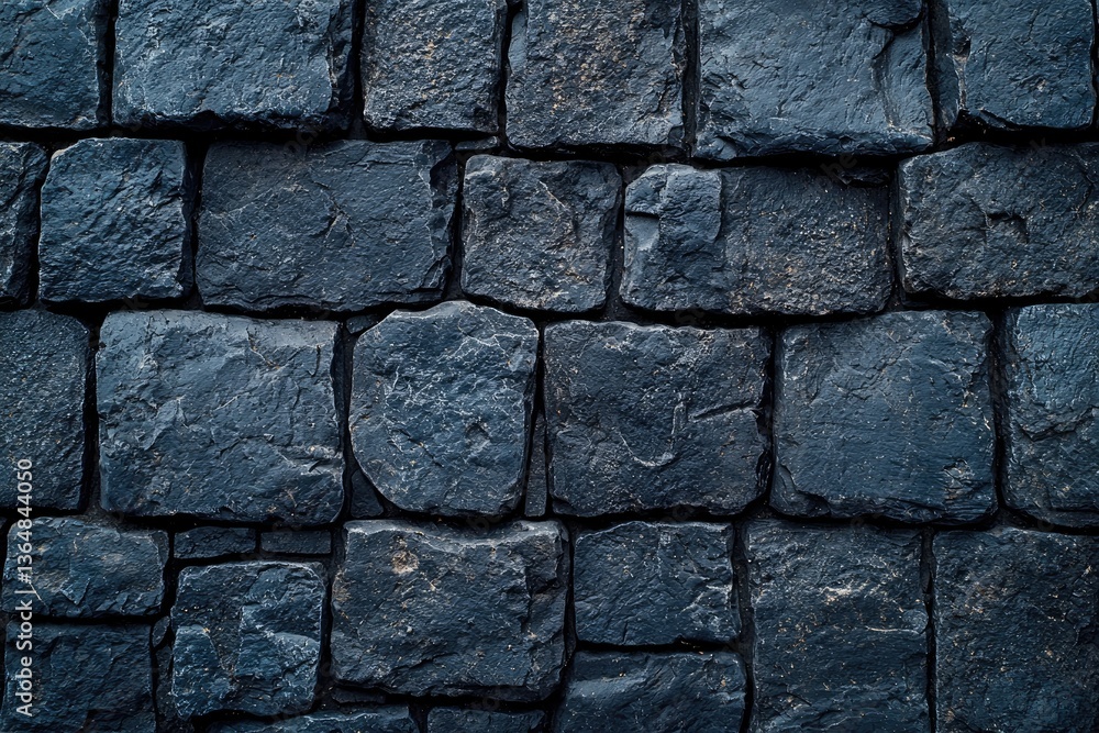 Dark blue stone wall texture, closely arranged blocks Dark blue stone wall texture, closely arranged blocks