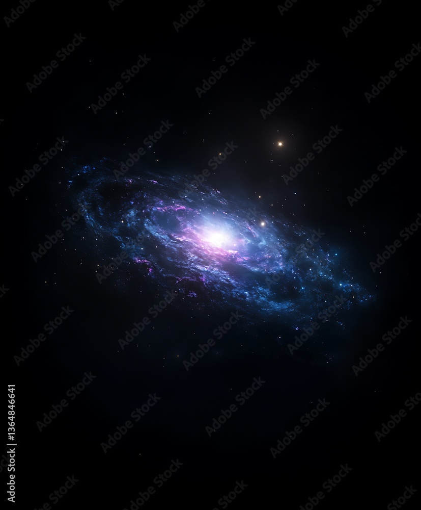Fototapeta premium A vibrant spiral galaxy shining brightly amidst the vast cosmic darkness