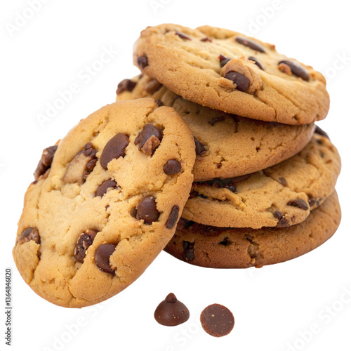Delicious Stack of Chocolate Chip Cookies on Transparent Background