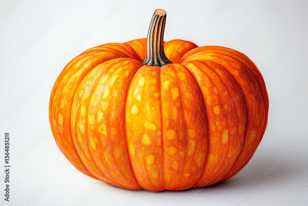 Fototapeta premium Vector watercolor illustration of an orange pumpkin on a white background.