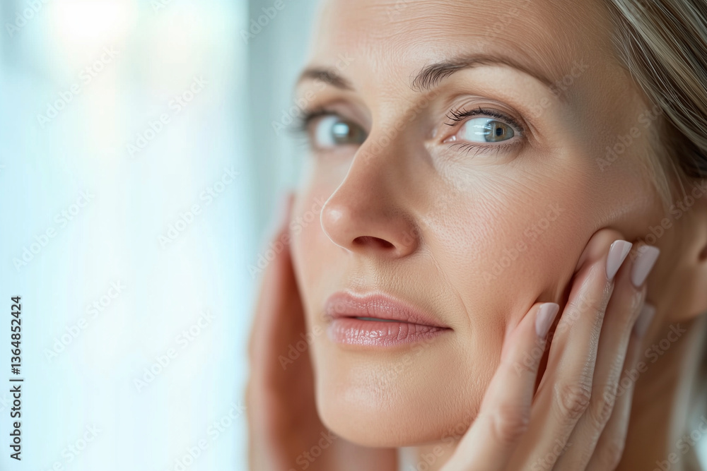 woman with a very clean face. She is looking at the camera with a smile woman with a very clean face. She is looking at the camera with a smile