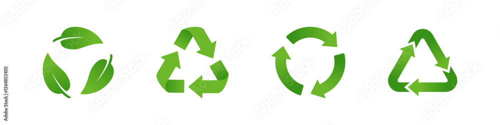 Recycle icon. Recycling vector set. Eco reusing waste sign. Garbage process ecology symbol. Ecological recycle icon bio care. Reuse arrow cycle. Recycle icon. Recycling vector set. Eco reusing waste sign. Garbage process ecology symbol. Ecological recycle icon bio care. Reuse arrow cycle.