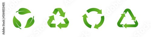 Recycle icon. Recycling vector set. Eco reusing waste sign. Garbage process ecology symbol. Ecological recycle icon bio care. Reuse arrow cycle.