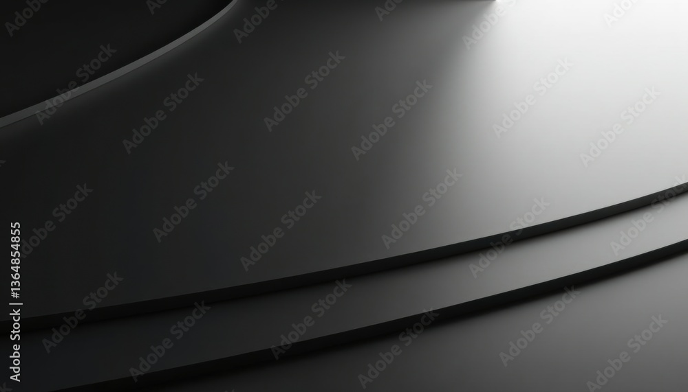 Abstract smooth black curves with soft lighting  