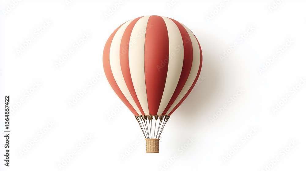 Naklejka premium Vintage charm, A vibrant hot air balloon against pristine backdrop