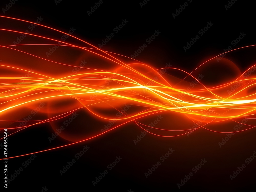 Abstract Orange Glowing Lines on Black Background Futuristic Energy Flow, Dynamic Motion, Digital Design Elements. Abstract Orange Glowing Lines on Black Background Futuristic Energy Flow, Dynamic Motion, Digital Design Elements.