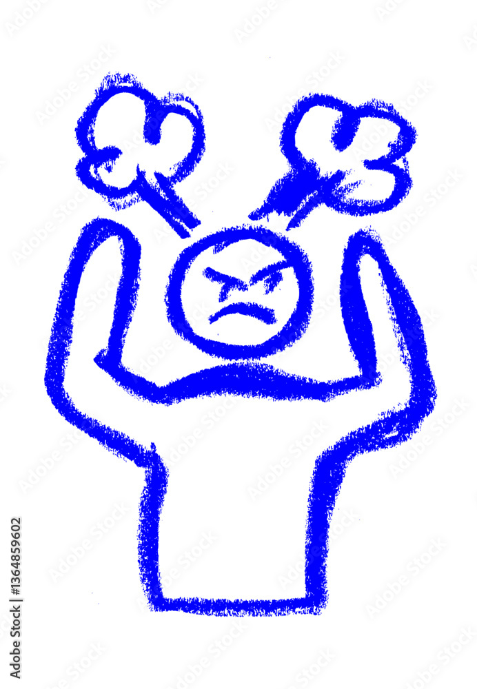 Obraz premium Angry Icon Crayon Chalk Drawing Vector