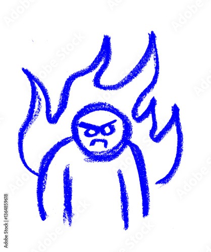 Angry Icon Crayon Chalk Drawing Vector