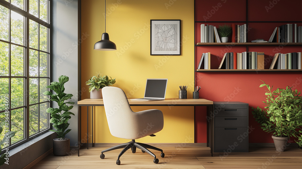 Fototapeta premium modern living room with red armchair