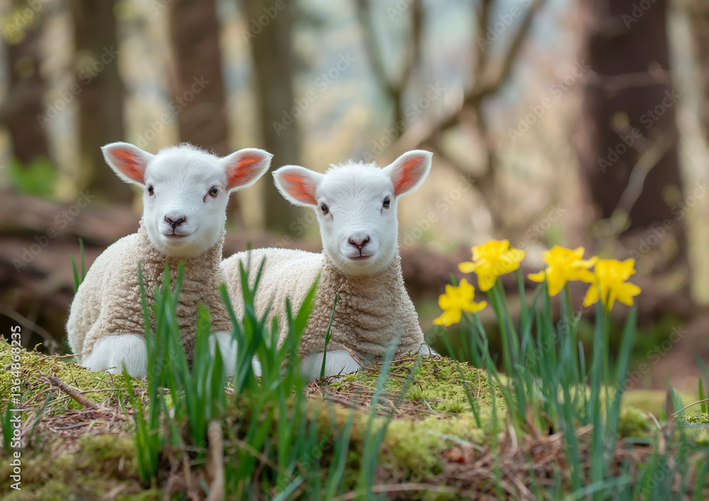 Obraz premium New Spring Lambs watching you