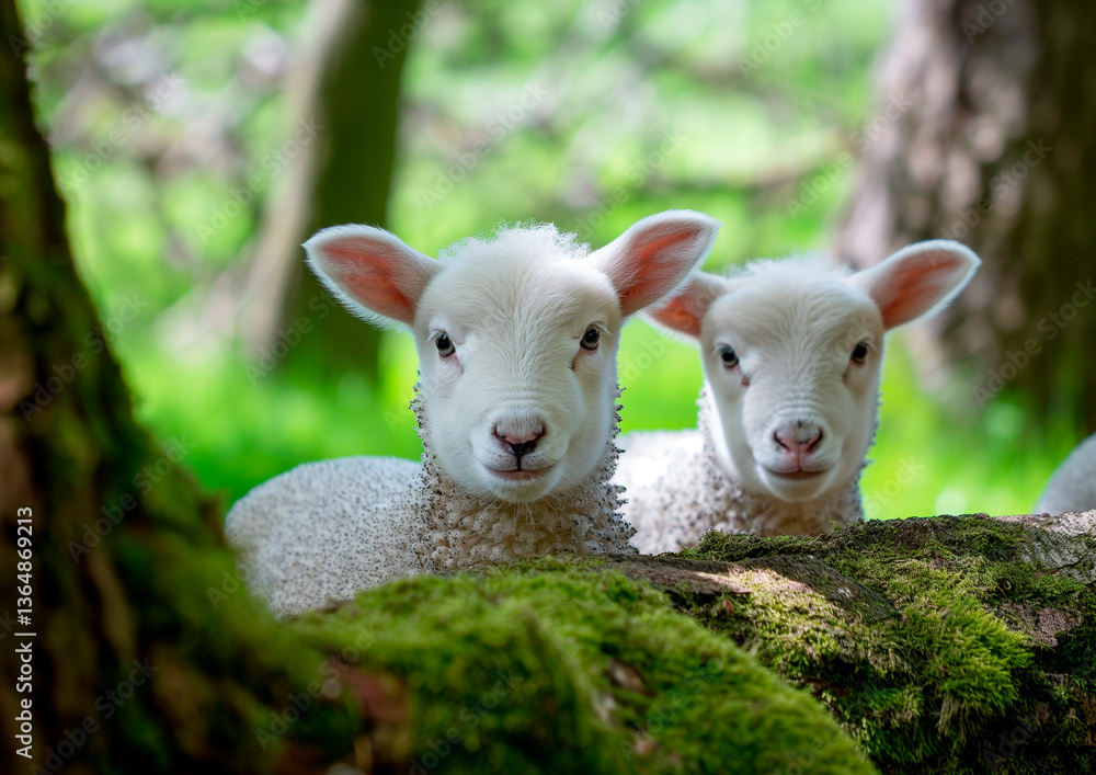 Obraz premium New Spring Lambs watching you