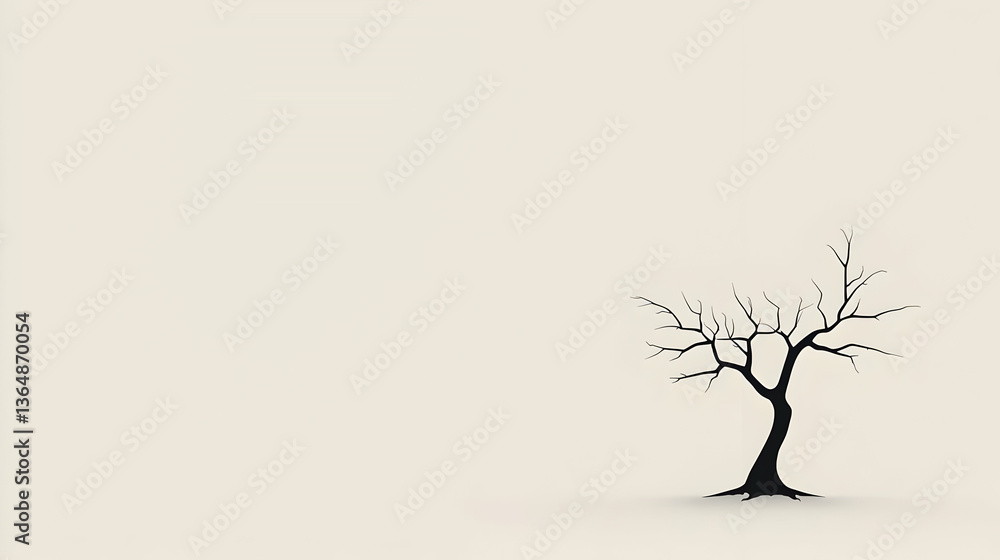 Obraz premium Bare Tree Silhouette on Simple Background for Minimalist Design