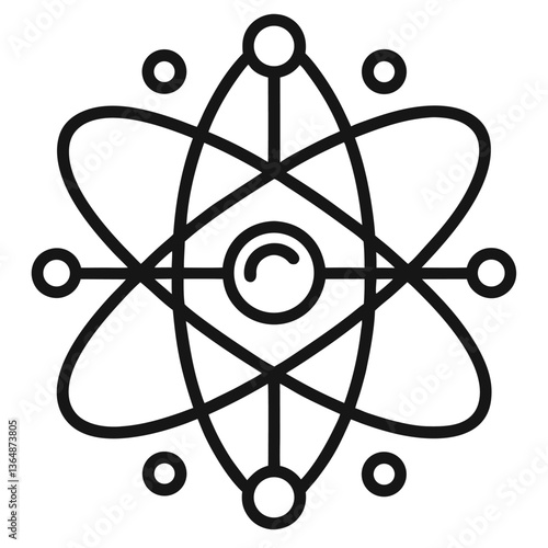 quantum computing icon symbol line art on background
