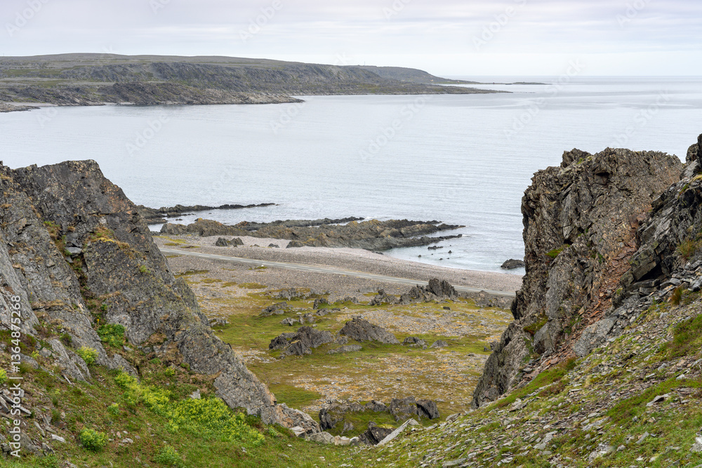Rocky seashore of the Arctic Ocean in Varanger Peninsula, Northern Norway Rocky seashore of the Arctic Ocean in Varanger Peninsula, Northern Norway