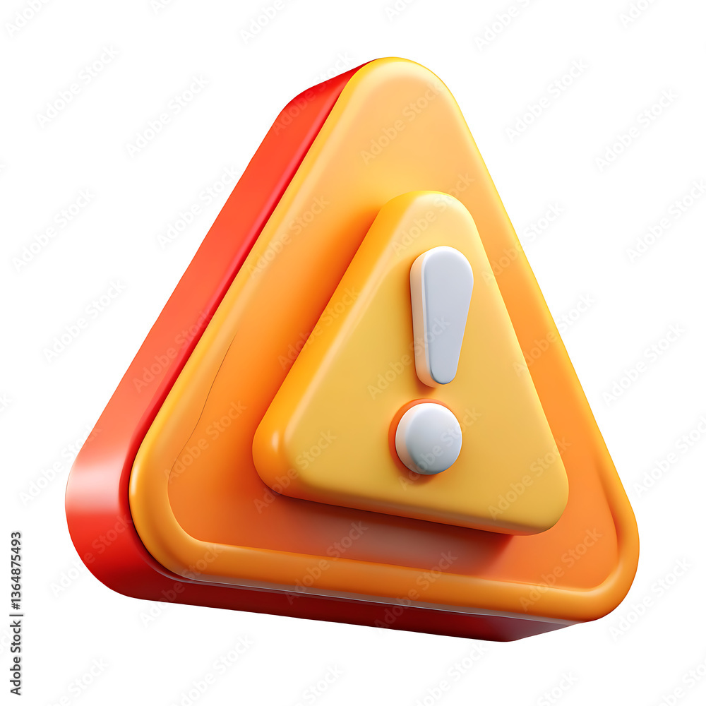Vibrant 3D Warning Triangle Icon with Exclamation Point Vibrant 3D Warning Triangle Icon with Exclamation Point