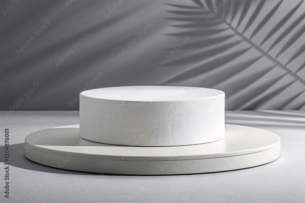 Isolated white top hat fashion object on clean platform stage Isolated white top hat fashion object on clean platform stage
