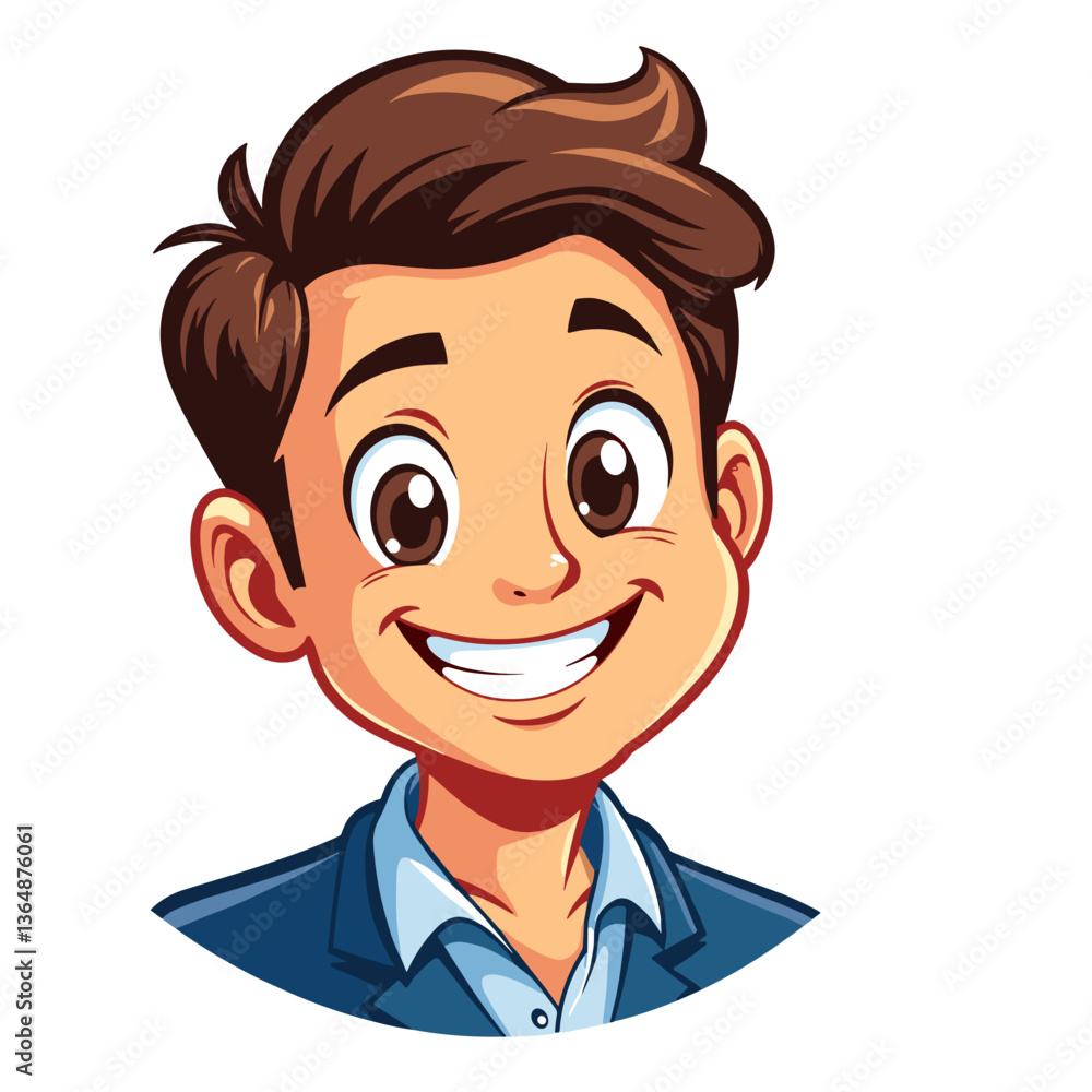 Cartoon smiling businessman with confident look on white background Cartoon smiling businessman with confident look on white background