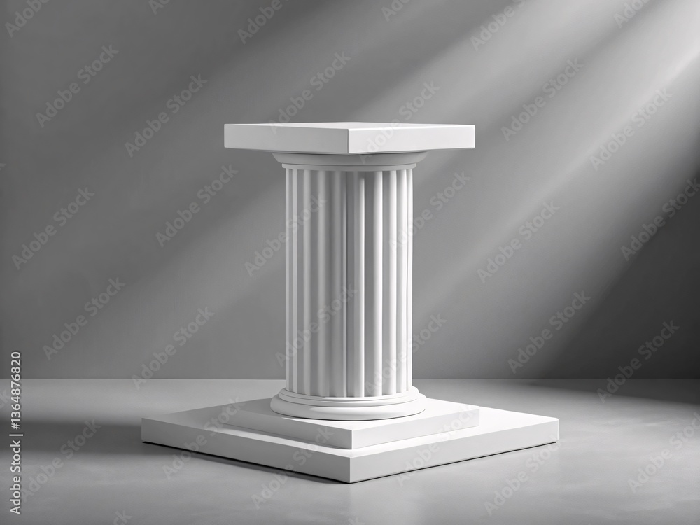 A timeless white pillar stands tall, bathed in soft light, a symbol of enduring strength and classical grace, set against a minimalist gray backdrop. A timeless white pillar stands tall, bathed in soft light, a symbol of enduring strength and classical grace, set against a minimalist gray backdrop.