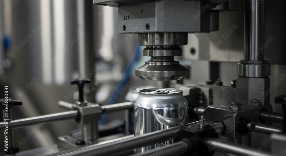 Precision engineering: Steel can formation under bright industrial lighting.. AI Generated Precision engineering: Steel can formation under bright industrial lighting.. AI Generated