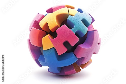 3D Geometric Puzzle Ball with Interlocking Pieces